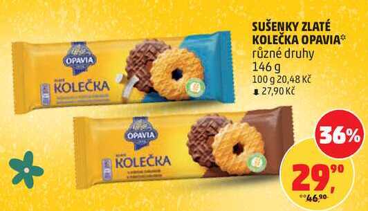 SUŠENKY ZLATÉ KOLEČKA OPAVIA různé druhy, 146 g  v akci