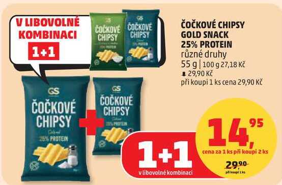 ČOČKOVÉ CHIPSY GOLD SNACK 25% PROTEIN různé druhy, 55 g 