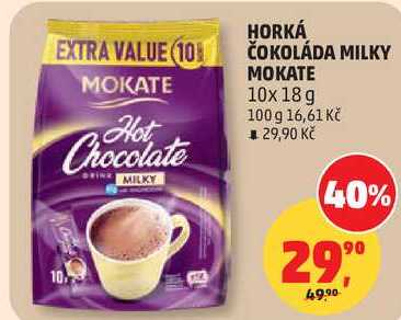 HORKÁ ČOKOLÁDA MILKY MOKATE, 10x 18 g 