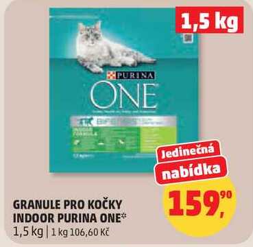 GRANULE PRO KOČKY INDOOR PURINA ONE, 1,5 kg
