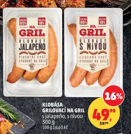 KLOBÁSA GRILOVACÍ NA GRIL s jalapeño, 100 g