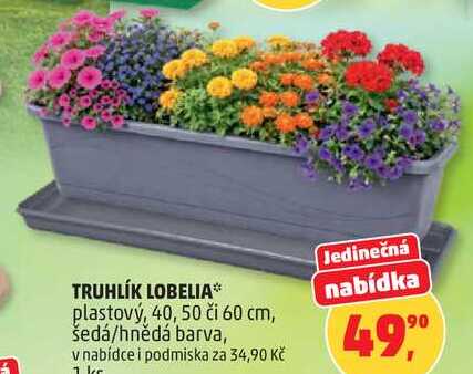 TRUHLÍK LOBELIA plastový, 40, 50 či 60 cm, šedá/hnědá barva, 1 ks