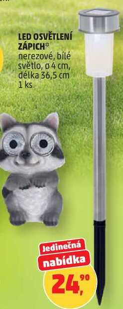 LED OSVĚTLENÍ ZÁPICH nerezové, bílé světlo, o 4 cm, délka 36,5 cm, 1 ks