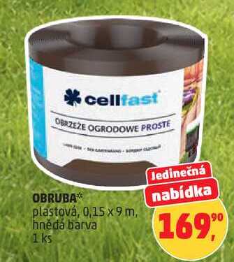 OBRUBA plastová, 0,15 x 9 m, hnědá barva, 1 ks 