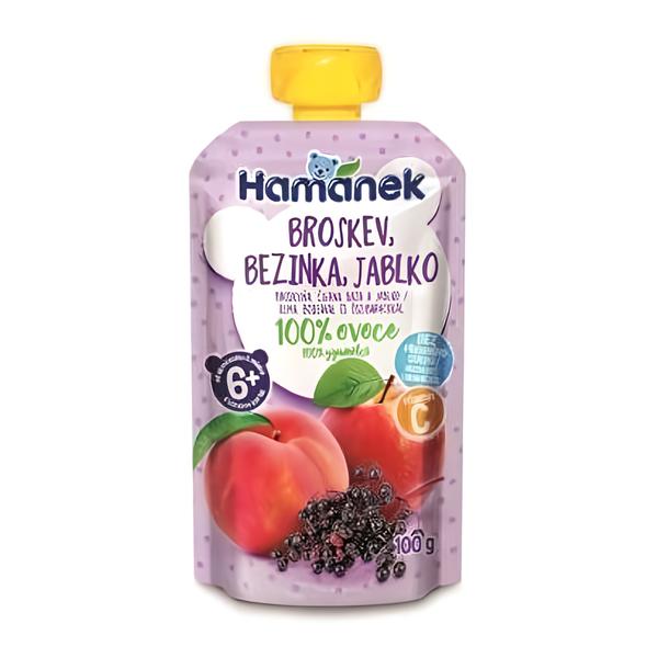 Hamánek 100% ovoce Broskev, bezinka, jablko