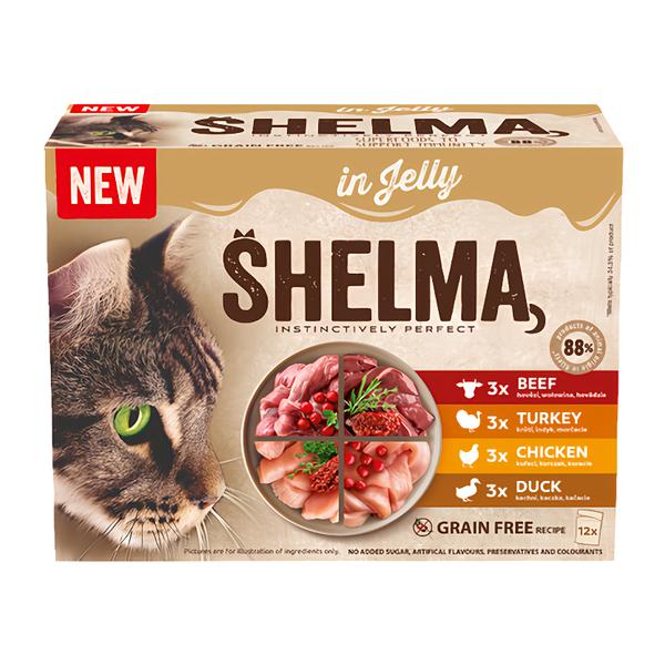 Shelma kapsičky pro kočky, mix masa, želé 12x85g