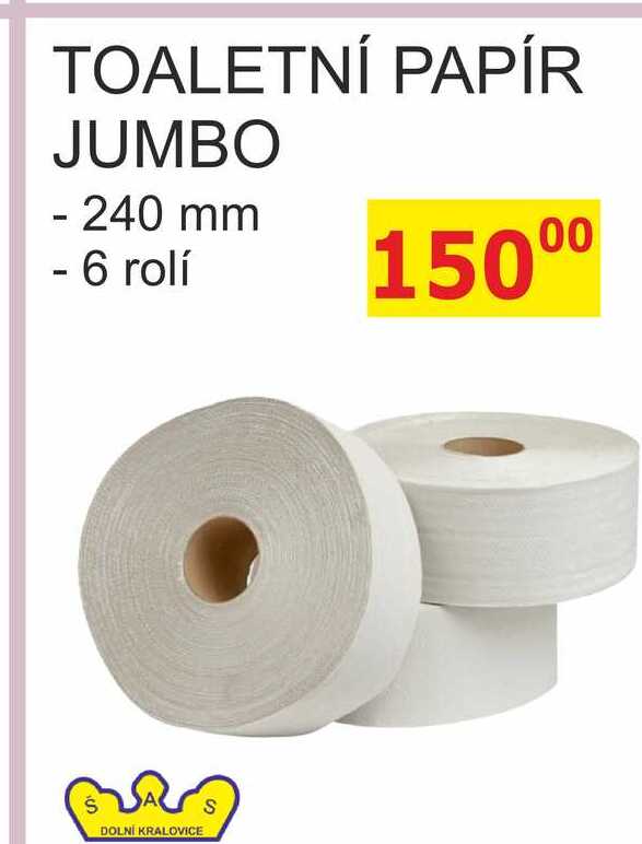 TOALETNÍ PAPÍR JUMBO 240 mm, 6 rolí 