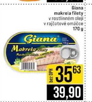 Giana makrela filety v rostlinném oleji v rajčatové omáčce 170 g