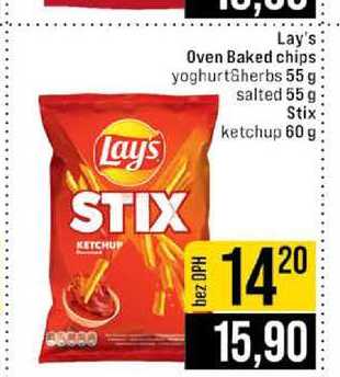 Lay's Oven Baked chips yoghurt herbs 55 g salted 55 g Stix ketchup 60 g 