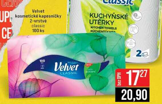 Velvet kosmetické kapesníčky 2-vrstvé classic 100 ks 