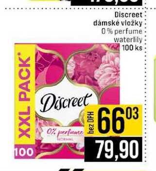 Discreet dámské vložky 0% perfume waterlily 100 ks 