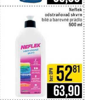 Neflek odstraňovač skvrn bilé a barevné prádlo 500 ml 