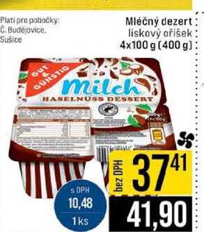 Mléčný dezert liskový oříšek 4x100 g (400 g) 