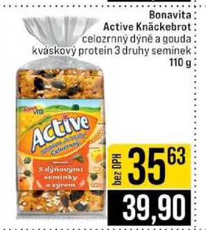 Bonavita Active Knäckebrot celozrnný dýně a gouda kváskový protein 3 druhy seminek 110 g