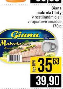 Giana makrela filety v rostlinném oleji v rajčatové omáčce 170 g