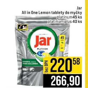 Jar All in One Lemon tablety do myčky platinum45 ks platinum plus 40 ks