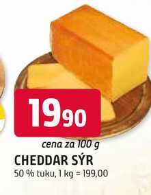 CHEDDAR SÝR 50% tuku, 100 g