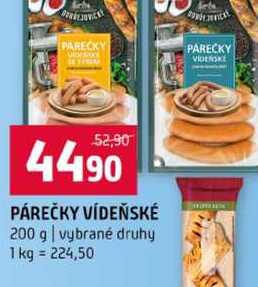 PÁREČKY VÍDEŇSKÉ 200 g vybrané druhy 