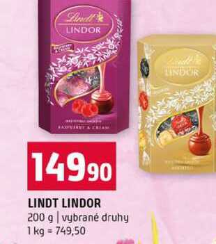 LINDT LINDOR 200 g vybrané druhy