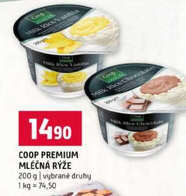 COOP PREMIUM MLÉČNÁ RÝŽE 200 g vybrané druhy
