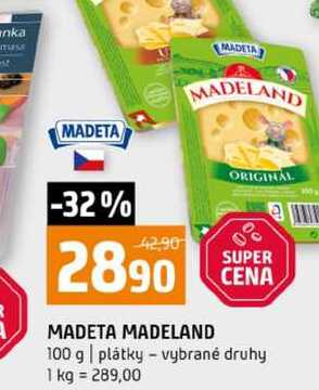 MADETA MADELAND 100 g plátky vybrané druhy