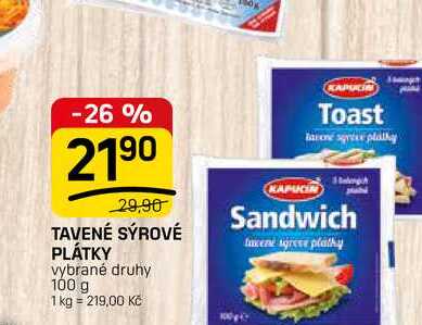TAVENÉ SÝROVÉ PLÁTKY vybrané druhy 100 g 