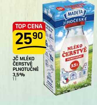 JČ MLÉKO ČERSTVÉ PLNOTUČNÉ 3,5% 1l