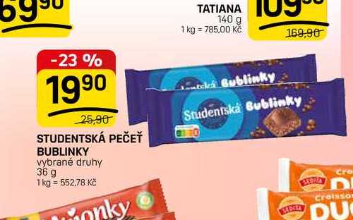 STUDENTSKÁ PEČEŤ BUBLINKY vybrané druhy 36 g