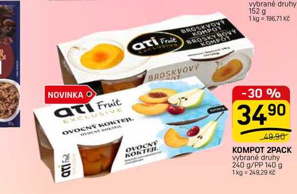 KOMPOT 2PACK vybrané druhy 240 g/PP 140 g 