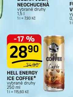 HELL ENERGY ICE COFFEE Latte ICE COFFEE* vybrané druhy 250 ml 