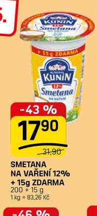 SMETANA NA VAŘENÍ 12% + 15g v akci
