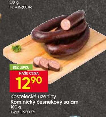 Kostelecké uzeniny Kominický česnekový salám 100 g 