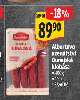   Albertovo uzenářství Dunajská klobása 400 g  
