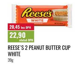 REESE'S 2 PEANUT BUTTER CUP WHITE 39g 