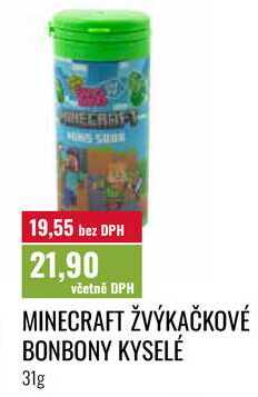 MINECRAFT ŽVÝKAČKOVÉ BONBONY KYSELÉ 31g 