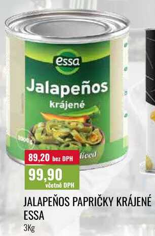 JALAPEÑOS PAPRIČKY KRÁJENÉ ESSA 3Kg 