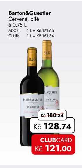 Barton&Guestier Červené, bílé à 0,75 L  