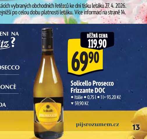  Solicello Prosecco Frizzante DOC  0,75 l