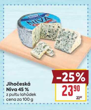 Jihočeská Niva 45 % z pultu lahůdek cena za 100 g 