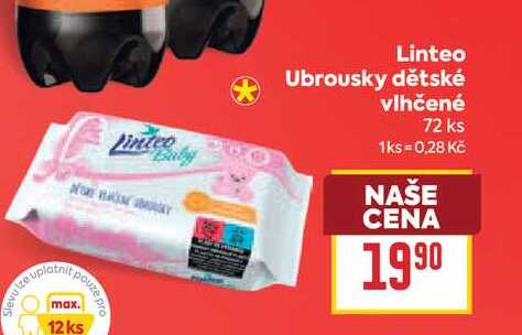 Linteo Ubrousky dětské vlhčené 72 ks