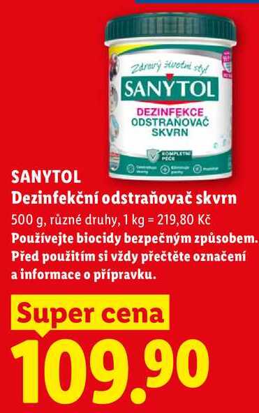 SANYTOL Dezinfekční odstraňovač skvrn, 500 g