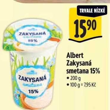 Albert Zakysaná smetana 15%, 200 g