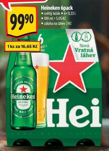 Heineken 6pack, 6x 0,33 l