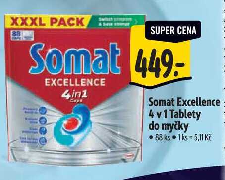 Somat Excellence 4 v 1 Tablety do myčky, 88 ks