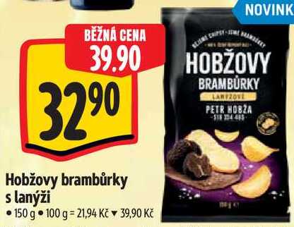 Hobžovy brambůrky s lanýži, 150 g