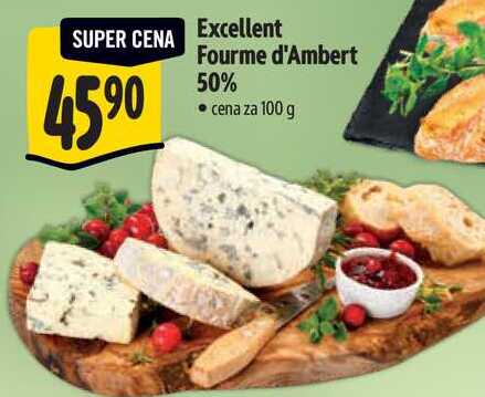 Excellent Fourme d'Ambert 50%, cena za 100 g 