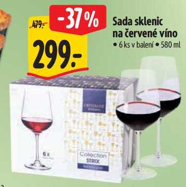 Sada sklenic na červené víno, 6 ks