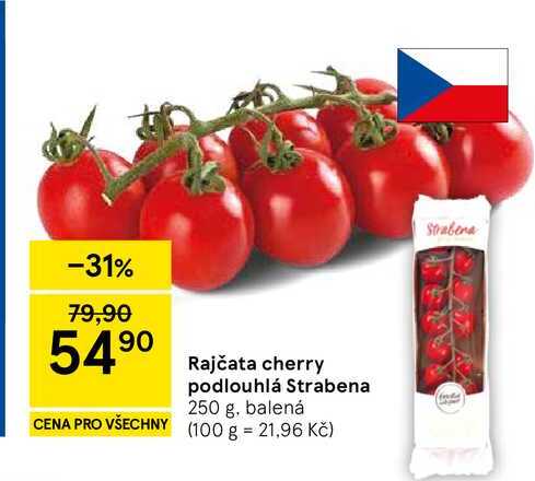 Rajčata cherry podlouhlá Strabena, 250 g, balená 