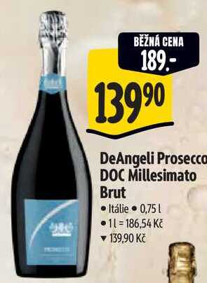 DeAngeli Prosecco DOC Millesimato Brut, 0,75 l