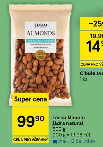 Tesco Mandle jádra natural, 500 g 
